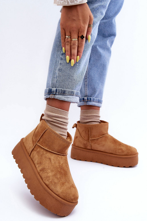Bruine faux suede sneeuwlaarzen op platform Corcoran