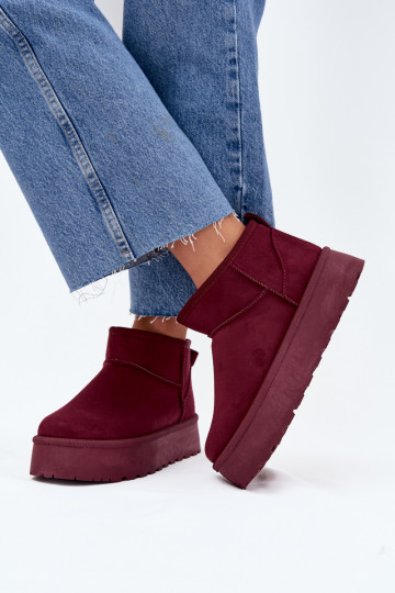 Bordeaux faux suede sneeuwlaarzen op platform Corcoran 2