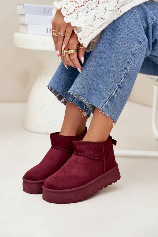 Bordeaux faux suede sneeuwlaarzen op platform Corcoran