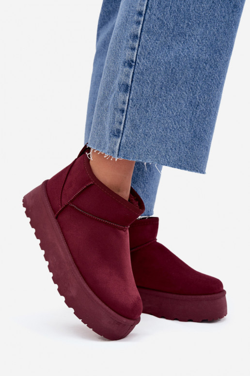 Bordeaux faux suede sneeuwlaarzen op platform Corcoran