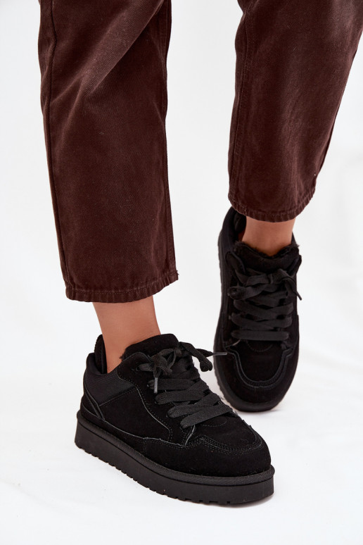 Zwarte dames sneakers met isolatie en bont binnenin Cyrissa