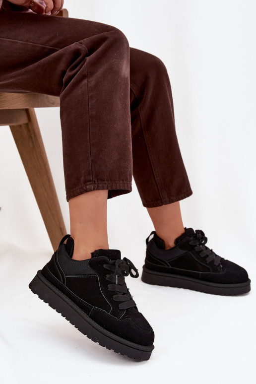Zwarte dames sneakers met isolatie en bont binnenin Cyrissa