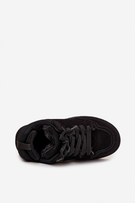 Zwarte dames sneakers met isolatie en bont binnenin Cyrissa