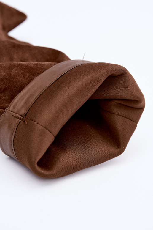 Warme hoge laarzen met dubbele schacht en hak in bruine kleur van suede Luminelle