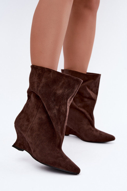 Instap enkellaarsjes met platform in chocoladekleur Coralise