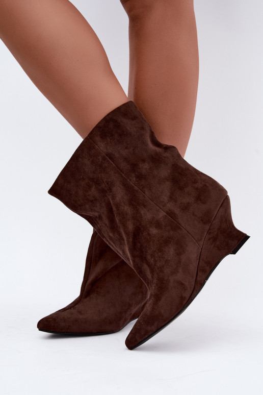 Instap enkellaarsjes met platform in chocoladekleur Coralise