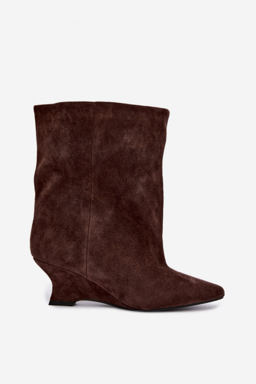 Instap enkellaarsjes met platform in chocoladekleur Coralise