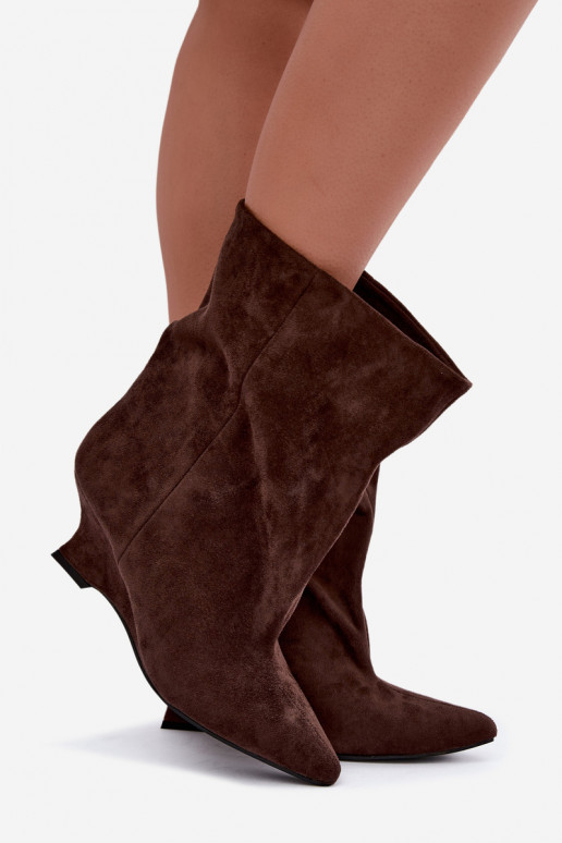 Instap enkellaarsjes met platform in chocoladekleur Coralise