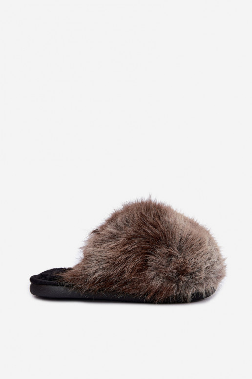 Dames Bellisane slippers met bont in bruin