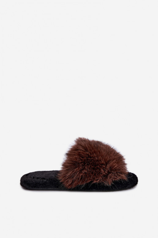 Dames Fiorabelle huisslippers met bont in bruin