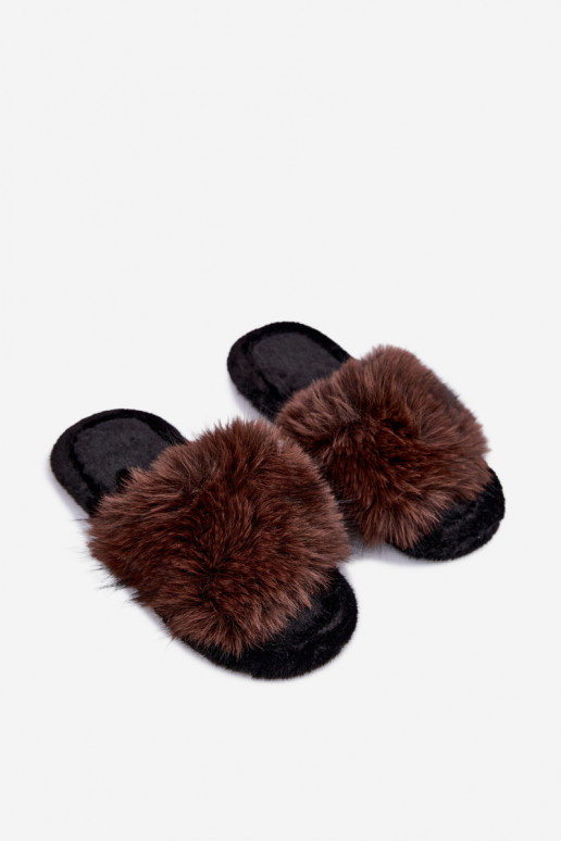 Dames Fiorabelle huisslippers met bont in bruin