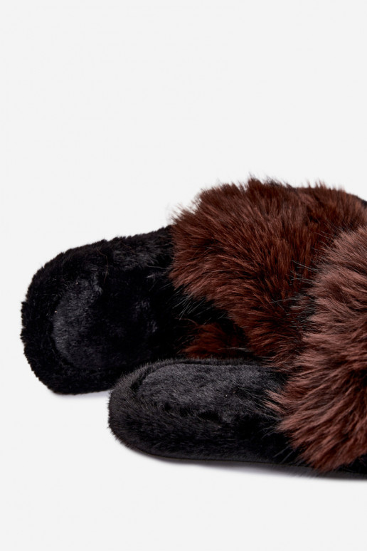Dames Fiorabelle huisslippers met bont in bruin