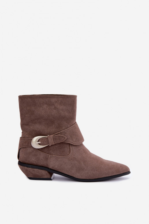 Geïsoleerde Serenelle enkellaarsjes cowboy-stijl van faux suede in zandkleur