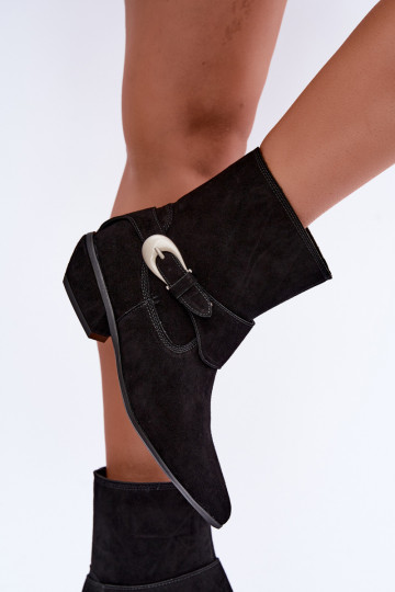 Geïsoleerde Serenelle enkellaarsjes cowboy-stijl van faux suede in zwart