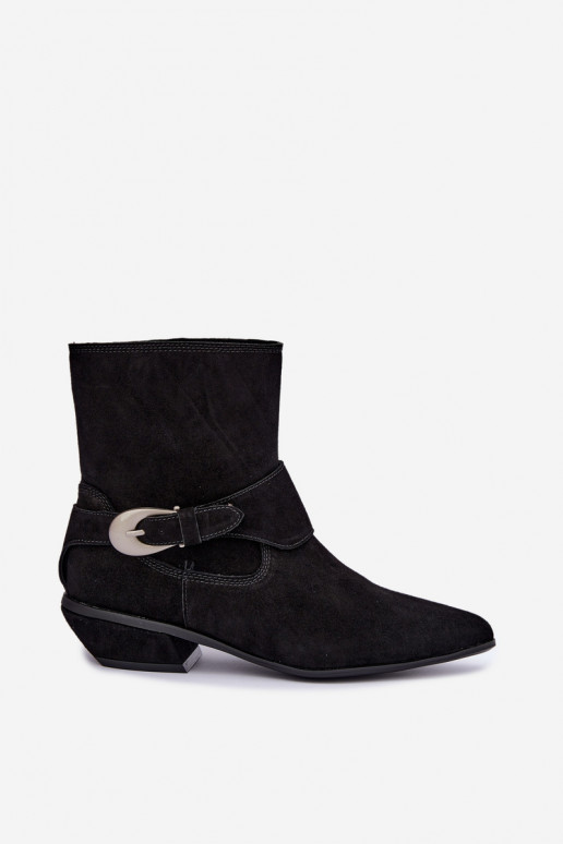 Geïsoleerde Serenelle enkellaarsjes cowboy-stijl van faux suede in zwart