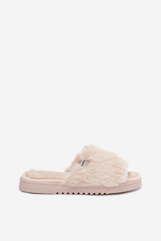 Dames slippers met bont zandkleurig Loraline