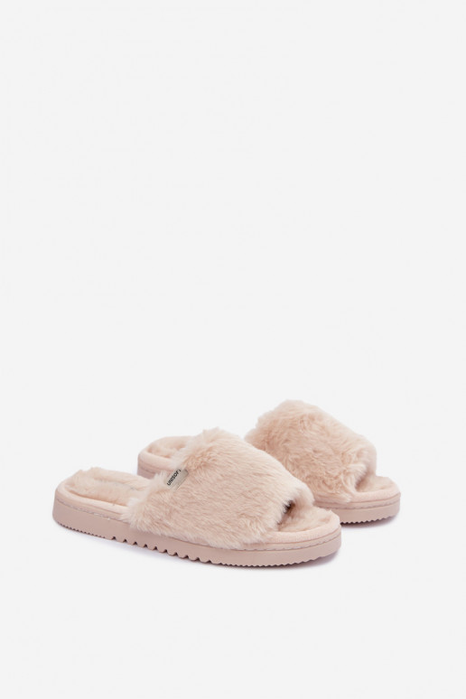 Dames slippers met bont zandkleurig Loraline