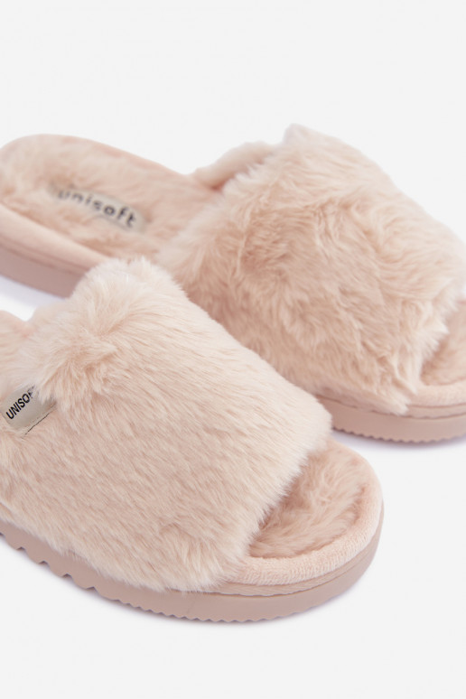 Dames slippers met bont zandkleurig Loraline