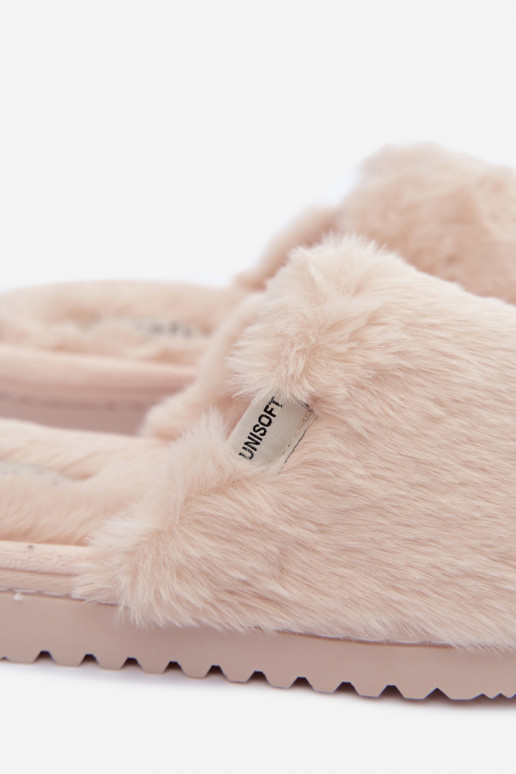 Dames slippers met bont zandkleurig Loraline