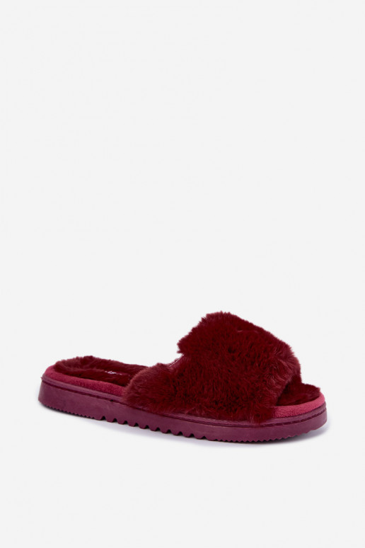 Dames slippers met bont bordeaux Loraline