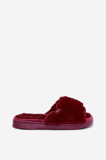 Dames slippers met bont bordeaux Loraline 2