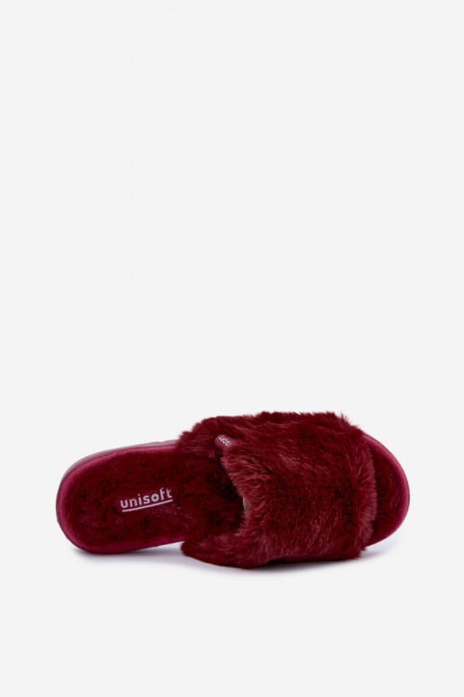 Dames slippers met bont bordeaux Loraline