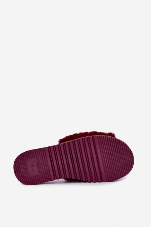 Dames slippers met bont bordeaux Loraline