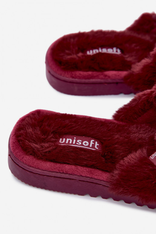 Dames slippers met bont bordeaux Loraline