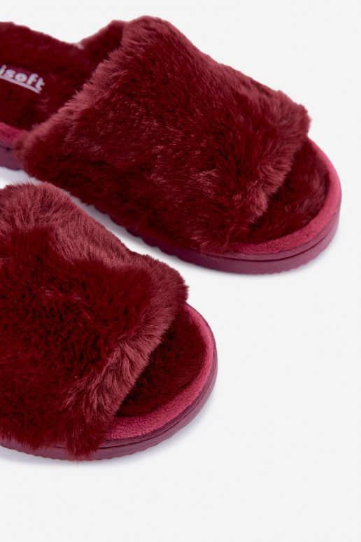 Dames slippers met bont bordeaux Loraline