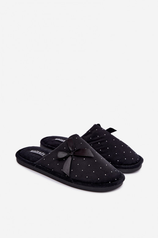 Versierde slippers met strikken zwart Loriane