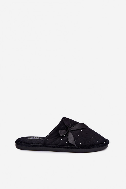 Versierde slippers met strikken zwart Loriane