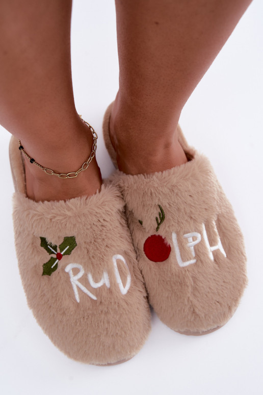 Dames huisslippers met opdruk zandkleurig Perelle