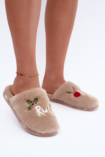 Dames huisslippers met opdruk zandkleurig Perelle 2