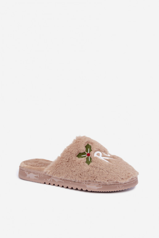 Dames huisslippers met opdruk zandkleurig Perelle