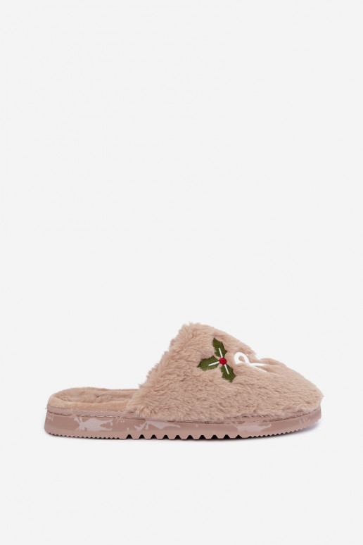 Dames huisslippers met opdruk zandkleurig Perelle
