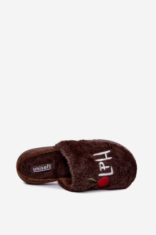 Dames huisslippers met opdruk donkerbruin Perelle