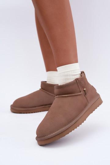 Faux suede sneeuwlaarzen met rits zandkleurig Vinceza 97971