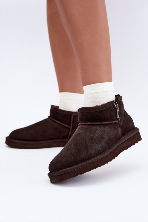Faux suede sneeuwlaarzen met rits chocolade Vinceza 97971