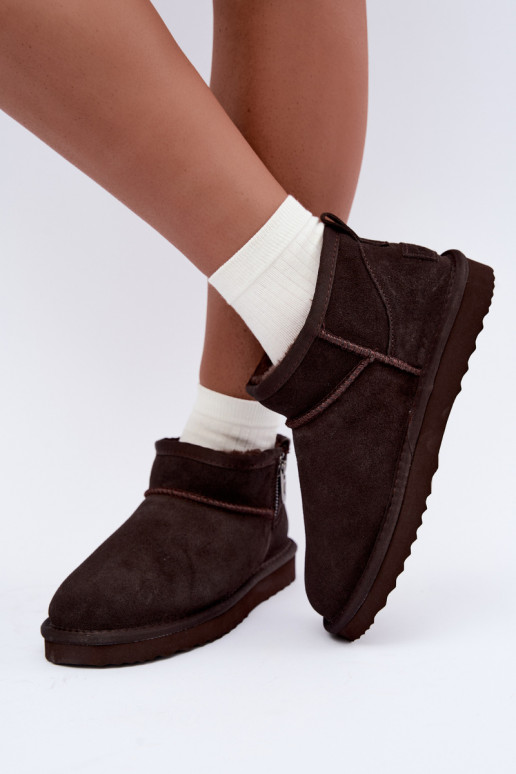 Faux suede sneeuwlaarzen met rits chocolade Vinceza 97971