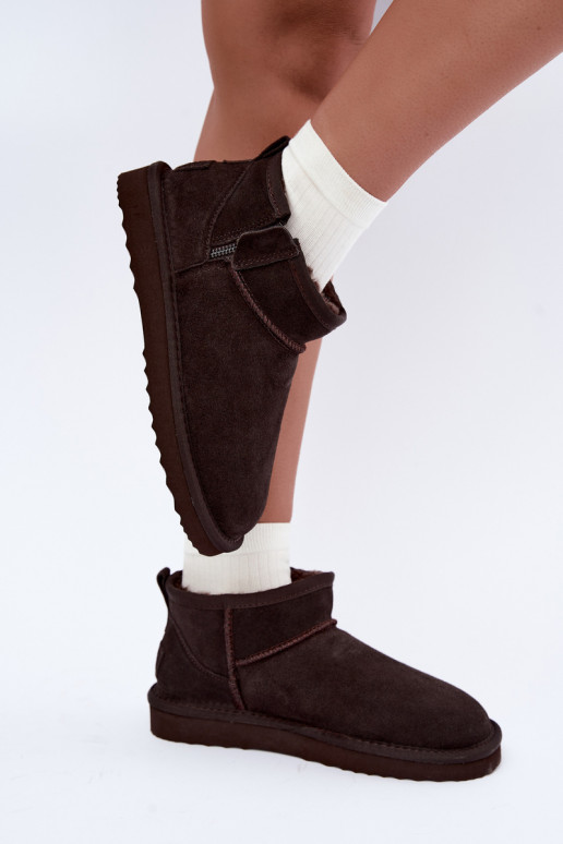 Faux suede sneeuwlaarzen met rits chocolade Vinceza 97971