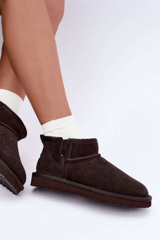 Faux suede sneeuwlaarzen met rits chocolade Vinceza 97971
