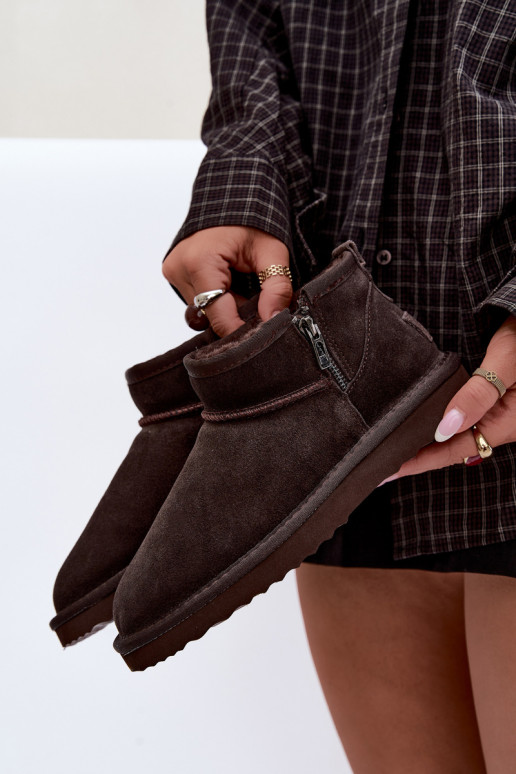 Faux suede sneeuwlaarzen met rits chocolade Vinceza 97971
