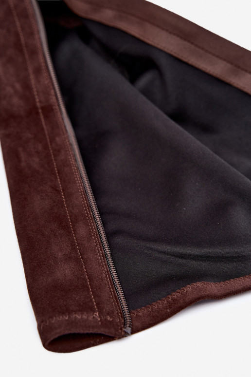 Laarzen tot boven de knie van faux suede met hakken chocolade Vinceza 58332