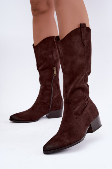 gevoerd cowboy-stijl lange laarzen Vinceza 58680 in chocoladekleur 2