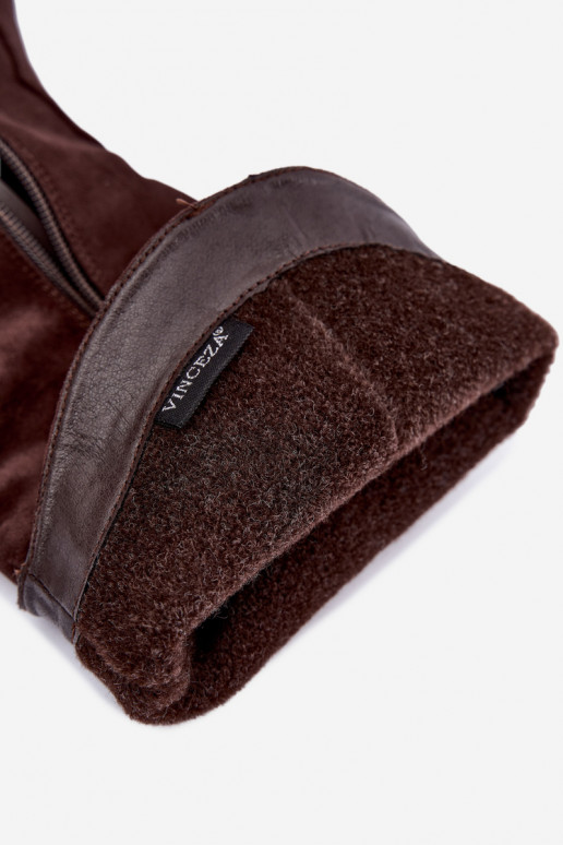gevoerd cowboy-stijl lange laarzen Vinceza 58680 in chocoladekleur