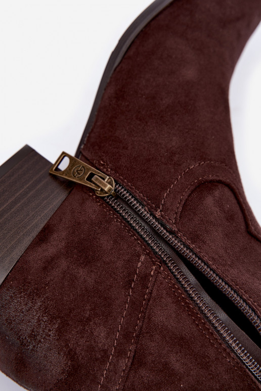 gevoerd cowboy-stijl lange laarzen Vinceza 58680 in chocoladekleur