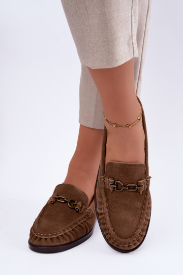 suède mocassins met ruffles en decoratie Vinceza 31718 in zandkleur 2