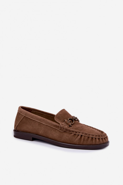 suède mocassins met ruffles en decoratie Vinceza 31718 in zandkleur