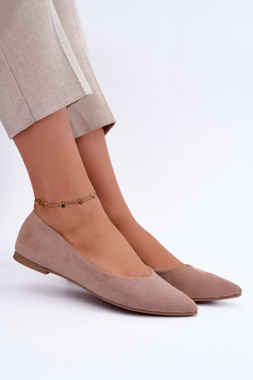 balerina's van faux suede in zandkleur Lelisa