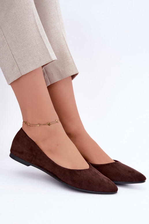 balerina's van faux suede in chocoladekleur Lelisa